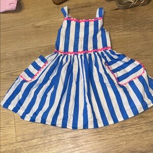 Jacadi Paris blue and white striped dress 4a